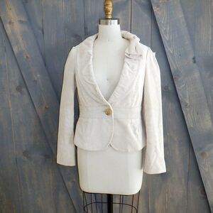 Tan velvety Bow lapel blazer one button jacket